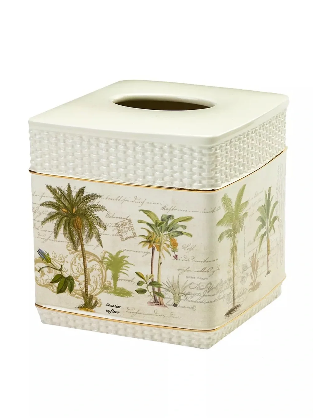 AVANTI LINENS NWT ceramic colony palm tissue box cover